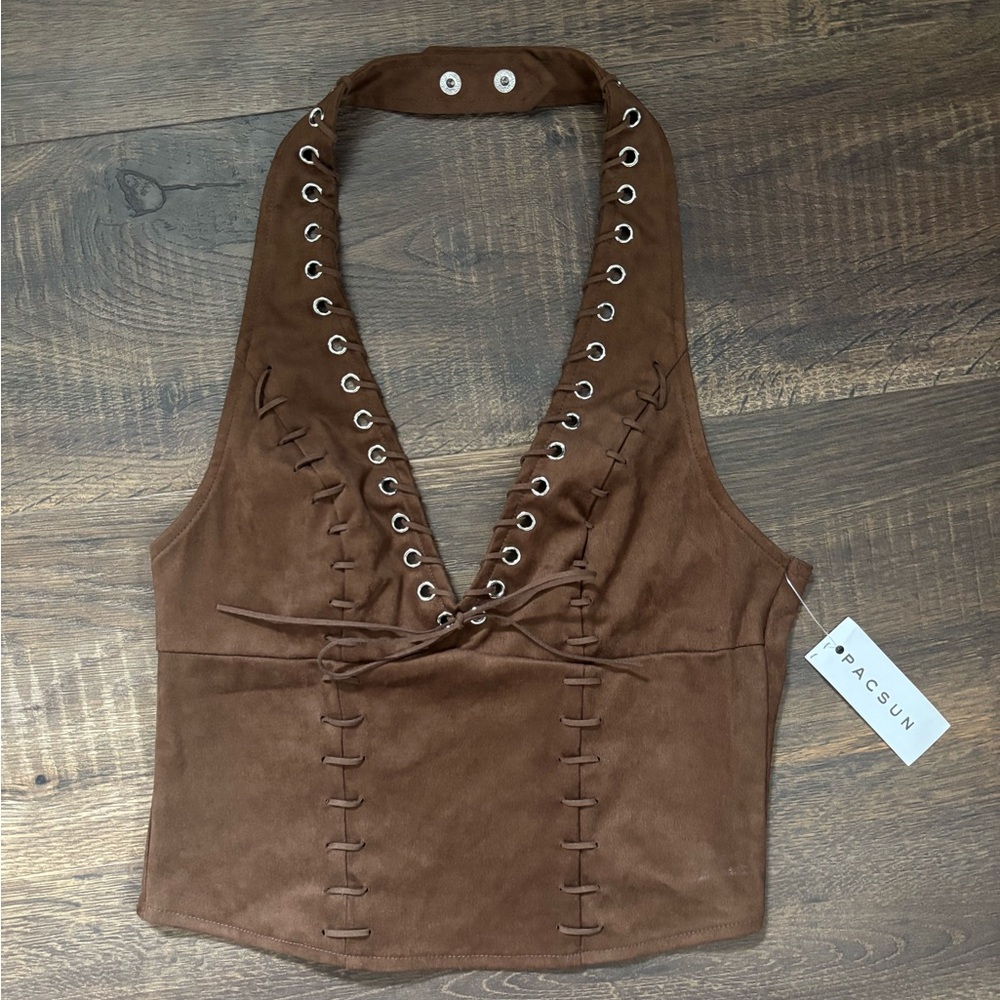 Edikted - Suede Halter Corset Top